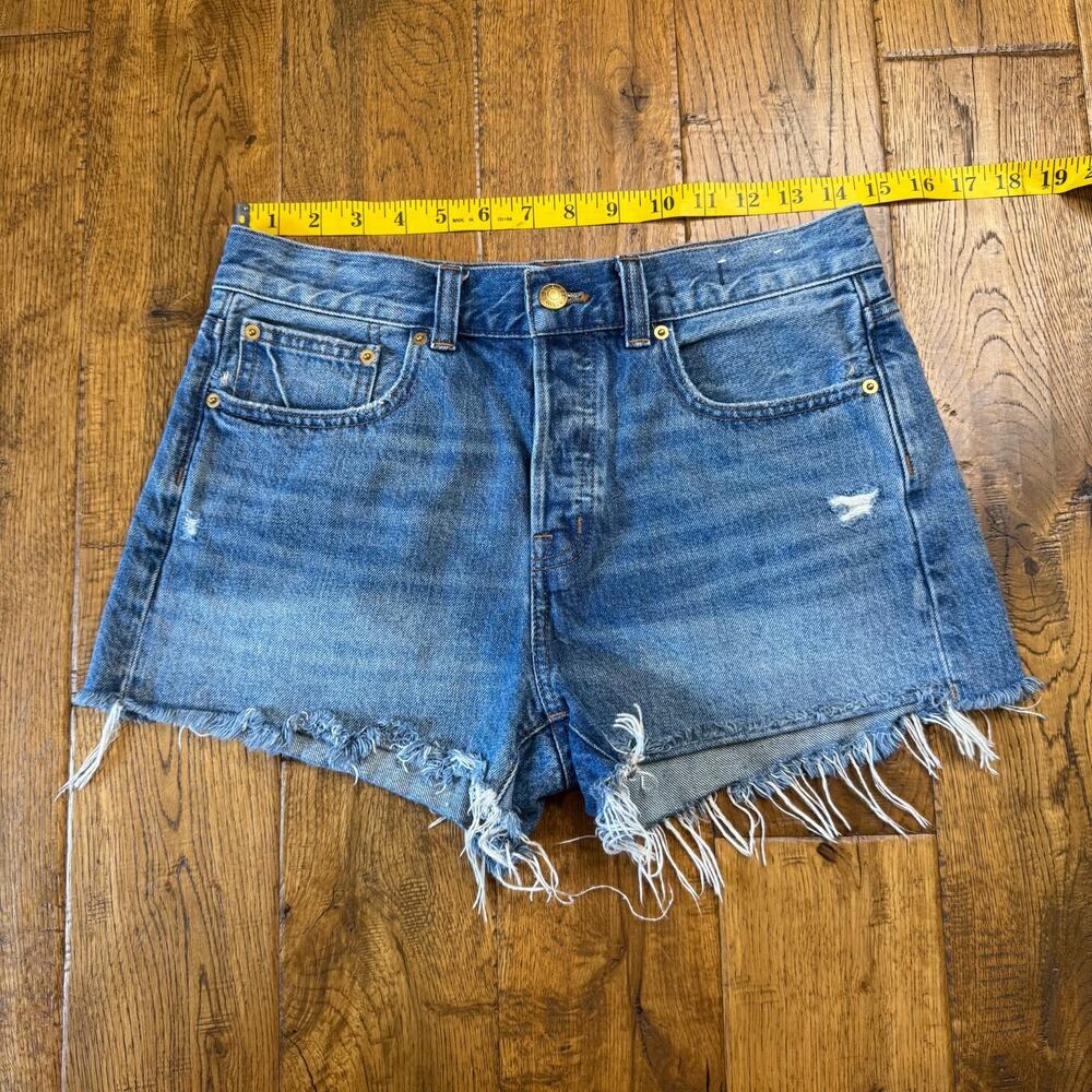 Madewell The Brynn Short Blue Denim Cutoff Shorts Button Fly Womens Size 26 - Picture 3 of 9